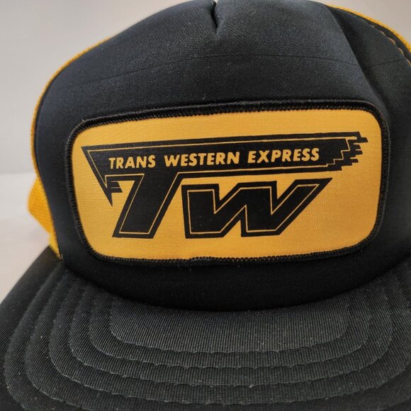 Trans Western Express Trucker Hat Mesh Back Black Vtg 1980 Unisex Adjustable - Picture 3 of 9